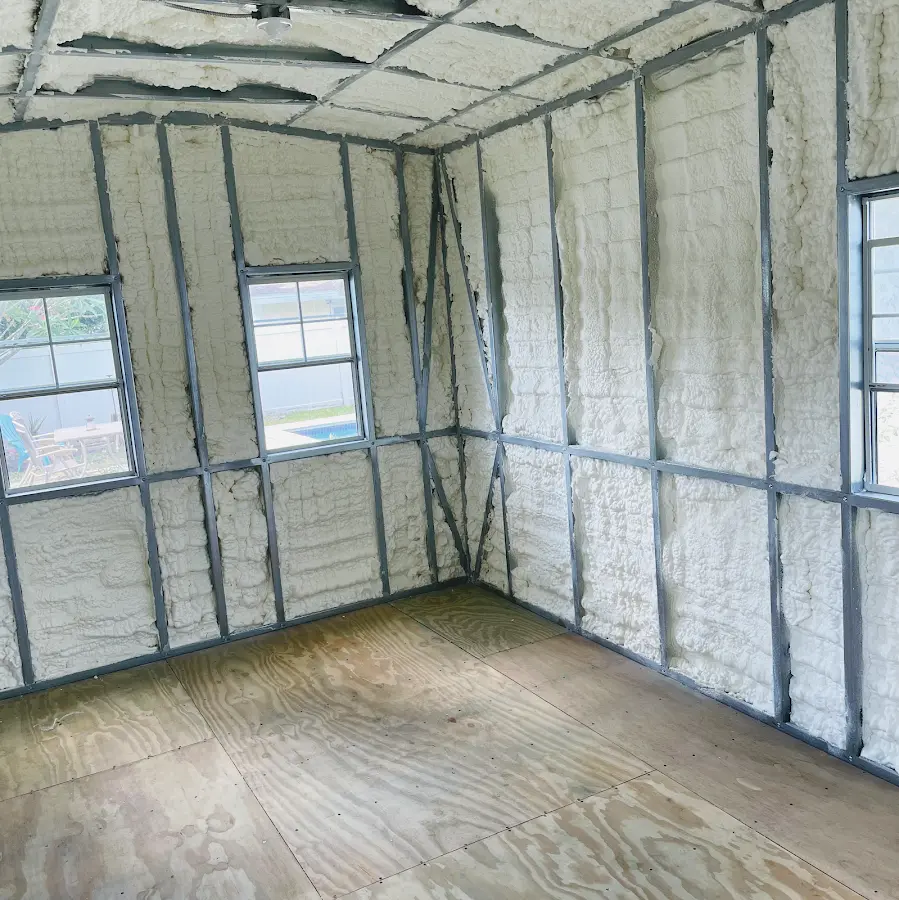 Closed-cell spray foam insulation applied to wall cavities in a residential project in East San Gabriel